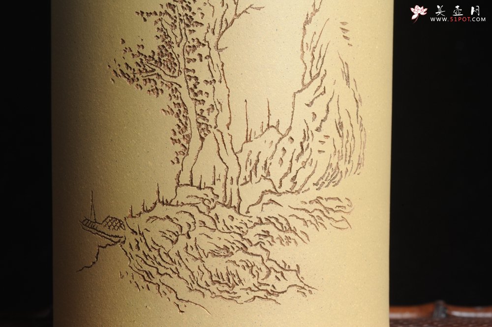 紫砂壶图片：美筒特惠 精品山水高帽笔筒二式 一曲新词酒一杯 老师不打草稿直接空刻 一气呵成  - 紫砂壶信息网