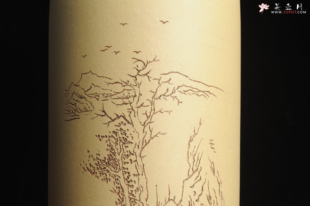 紫砂壶图片：美筒特惠 精品山水高帽笔筒二式 一曲新词酒一杯 老师不打草稿直接空刻 一气呵成  - 紫砂壶信息网