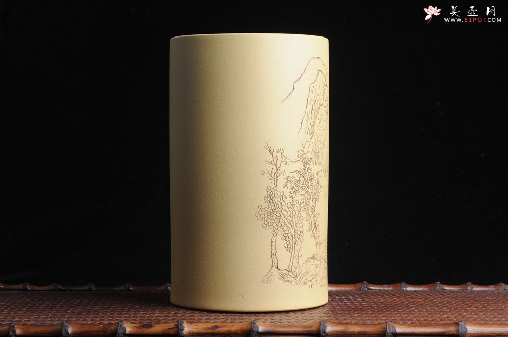 紫砂壶图片：美筒特惠 精品山水高帽笔筒一式 老师不打草稿直接空刻 一气呵成  - 紫砂壶信息网
