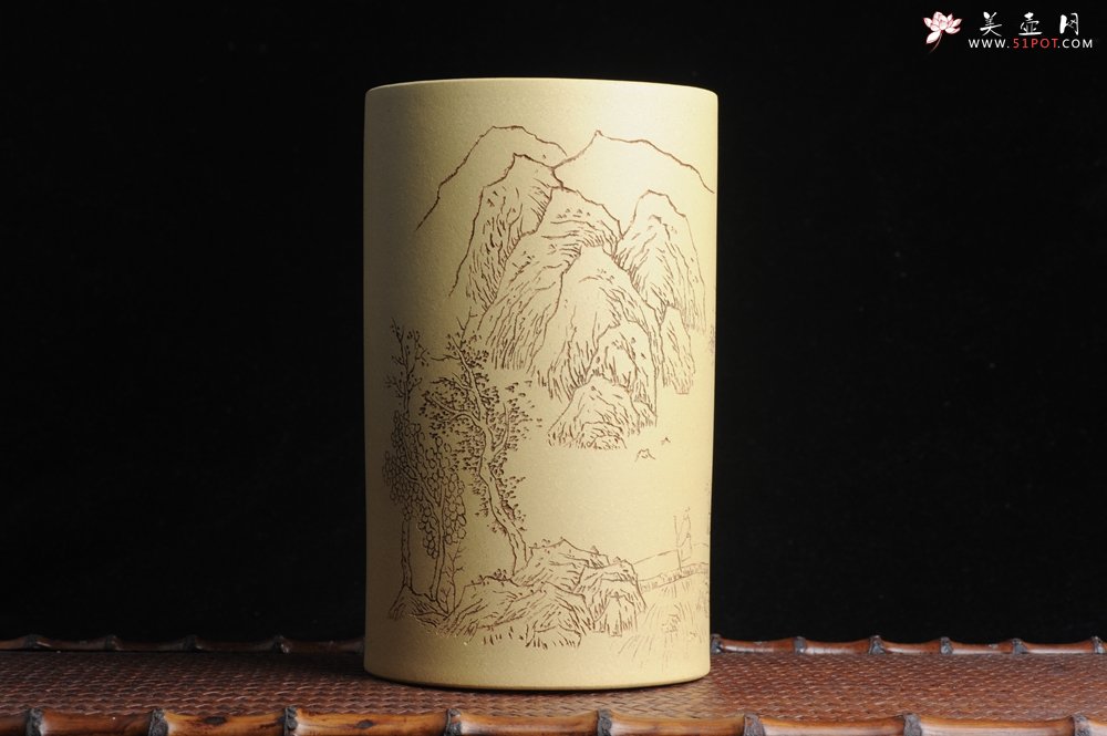 紫砂壶图片：美筒特惠 精品山水高帽笔筒一式 老师不打草稿直接空刻 一气呵成  - 紫砂壶信息网