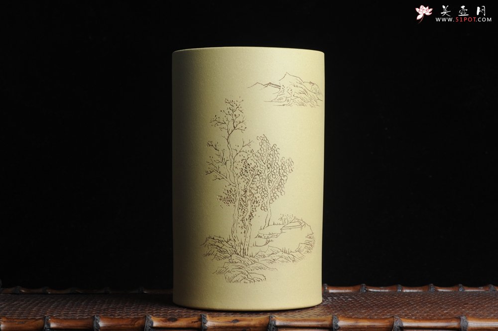 紫砂壶图片：美筒特惠 精品山水高帽笔筒三式 山高月小 水落石出 老师不打草稿直接空刻 一气呵成 - 紫砂壶信息网