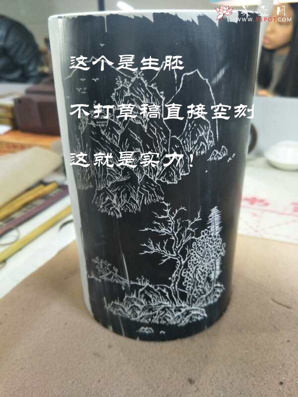 紫砂壶图片：美筒特惠 精品山水高帽笔筒一式 老师不打草稿直接空刻 一气呵成  - 紫砂壶信息网