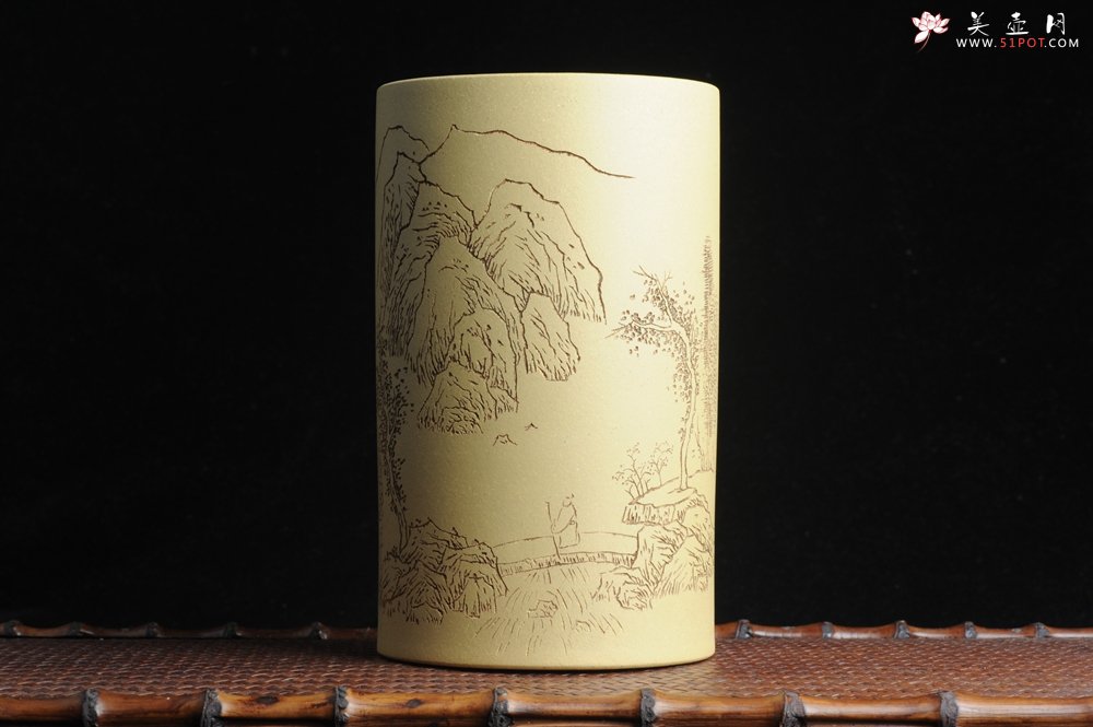 紫砂壶图片：美筒特惠 精品山水高帽笔筒一式 老师不打草稿直接空刻 一气呵成  - 紫砂壶信息网