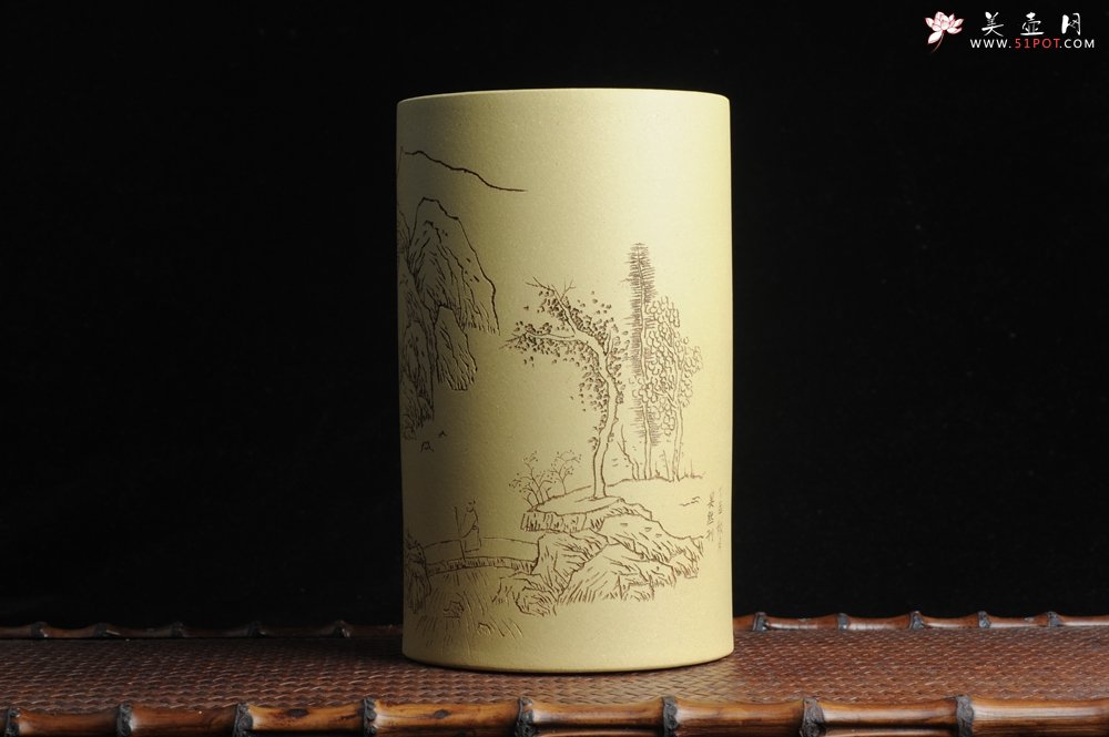 紫砂壶图片：美筒特惠 精品山水高帽笔筒一式 老师不打草稿直接空刻 一气呵成  - 紫砂壶信息网