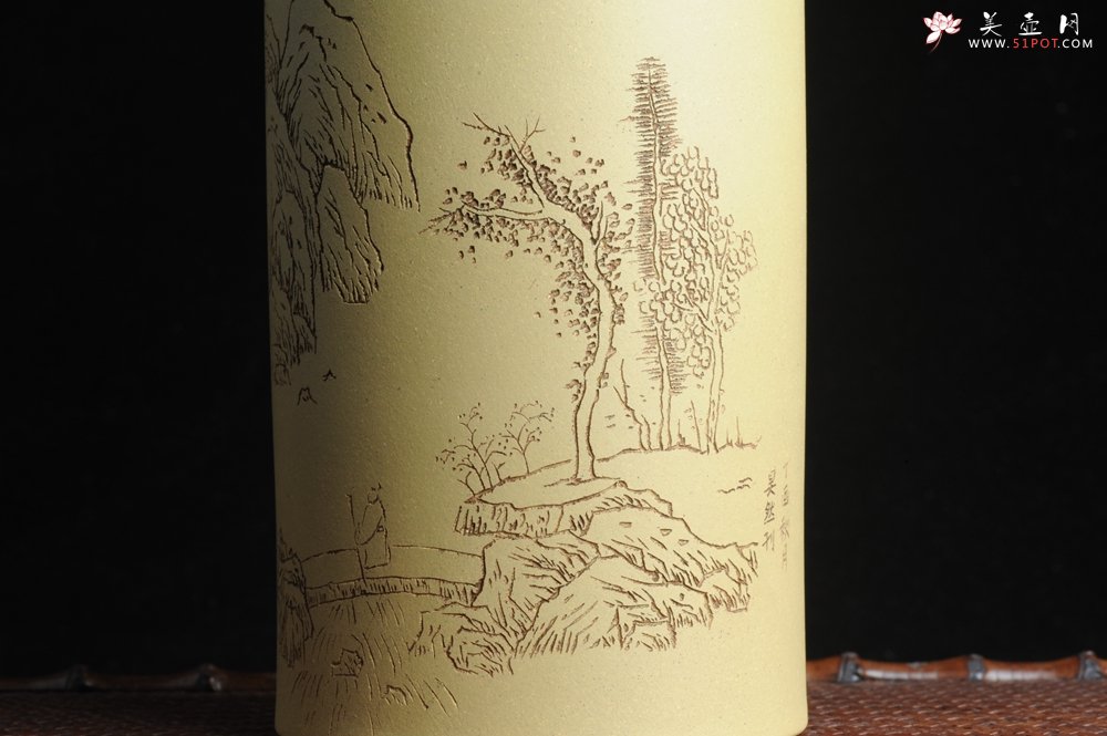 紫砂壶图片：美筒特惠 精品山水高帽笔筒一式 老师不打草稿直接空刻 一气呵成  - 紫砂壶信息网