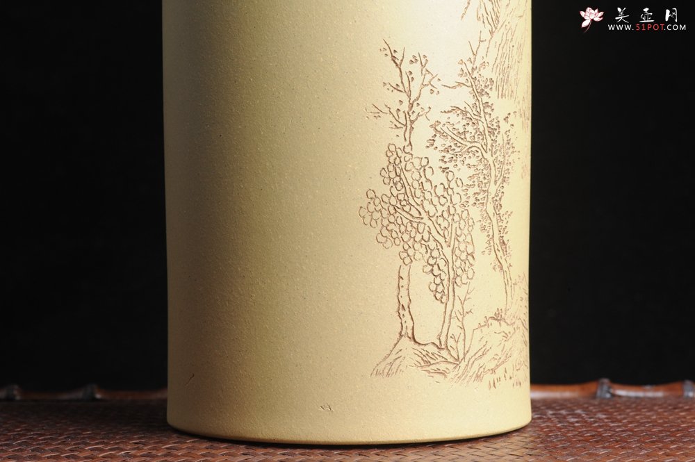 紫砂壶图片：美筒特惠 精品山水高帽笔筒一式 老师不打草稿直接空刻 一气呵成  - 紫砂壶信息网