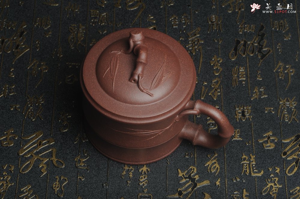 紫砂壶图片：美杯特惠 优质紫泥精工竹节盖杯 - 紫砂壶信息网