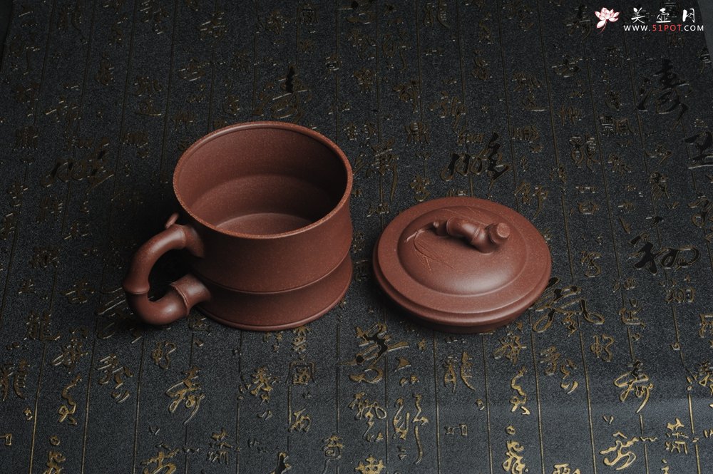 紫砂壶图片：美杯特惠 优质紫泥精工竹节盖杯 - 紫砂壶信息网