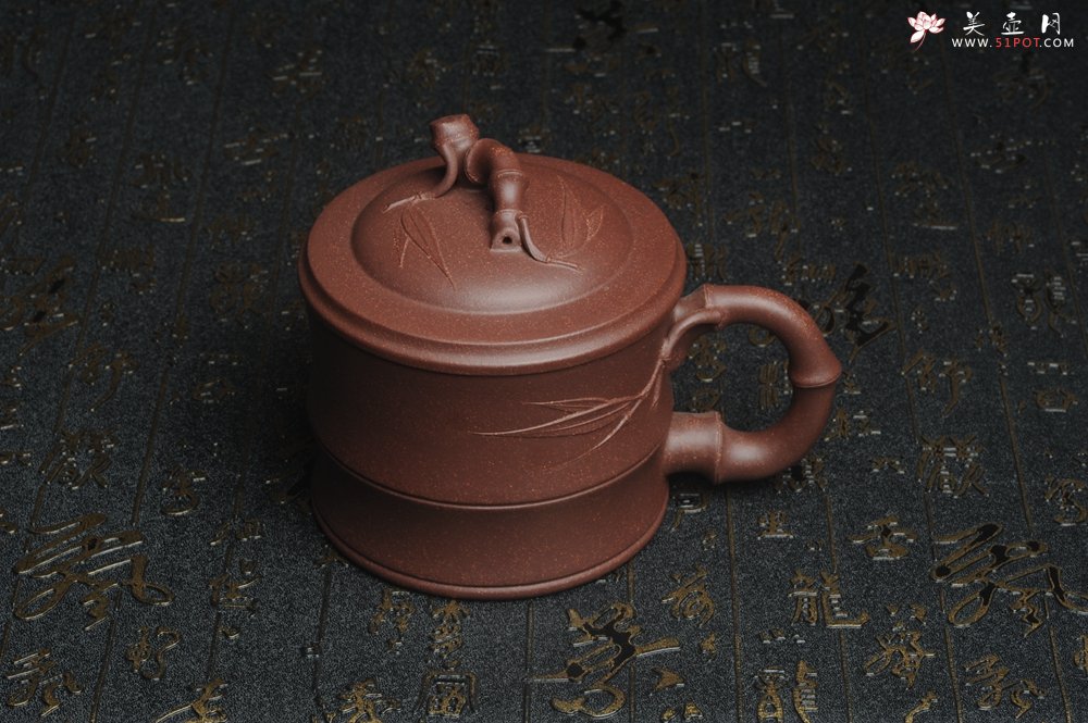 紫砂壶图片：美杯特惠 优质紫泥精工竹节盖杯 - 紫砂壶信息网