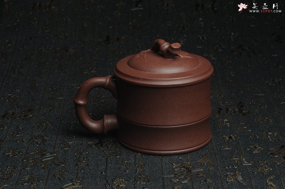 紫砂壶图片：美杯特惠 优质紫泥精工竹节盖杯 - 紫砂壶信息网