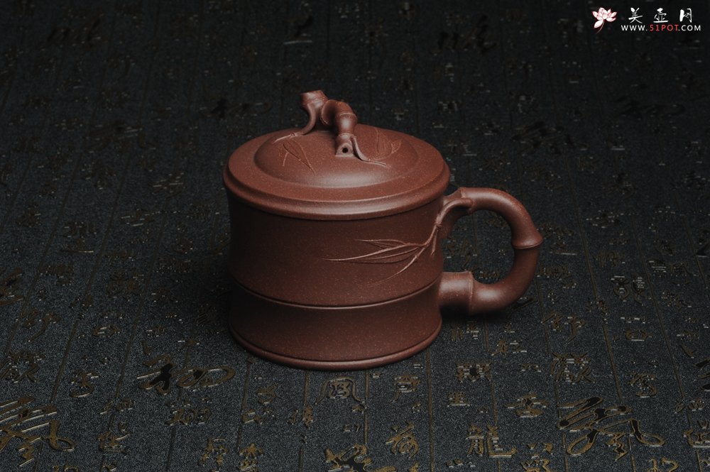 紫砂壶图片：美杯特惠 优质紫泥精工竹节盖杯 - 紫砂壶信息网