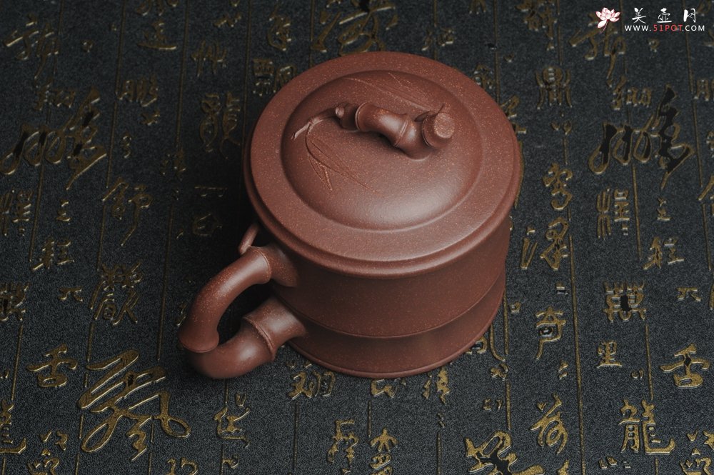 紫砂壶图片：美杯特惠 优质紫泥精工竹节盖杯 - 紫砂壶信息网