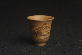 美杯国庆特惠 精品好泥好工好刻雅致泥绘山水主人杯 茶人醉爱 - 紫砂壶信息网