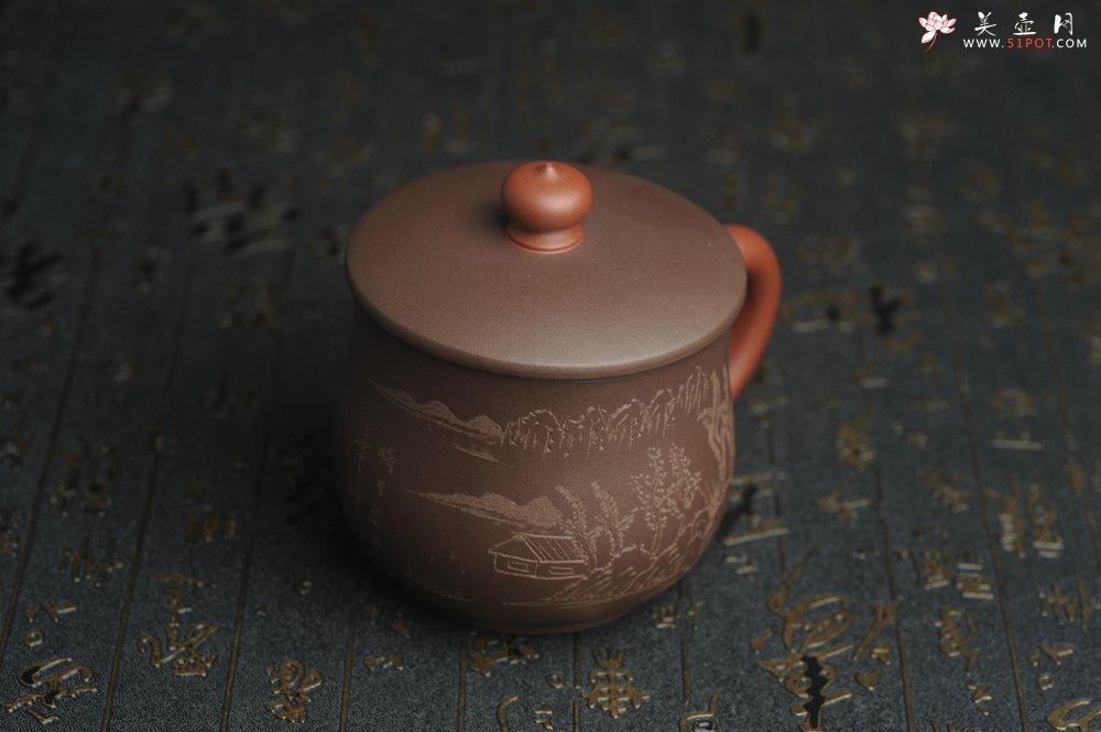 紫砂壶图片：年底纯福利特惠 优质紫泥 山水厚实盖杯 特文气 - 紫砂壶信息网