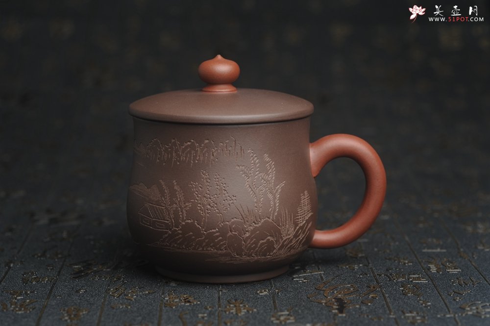 紫砂壶图片：年底纯福利特惠 优质紫泥 山水厚实盖杯 特文气 - 紫砂壶信息网