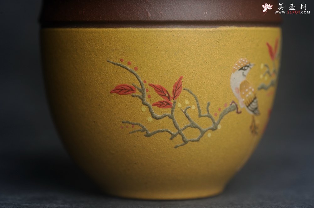 紫砂壶图片：美美杯特惠 精致花鸟紫砂杯 紫泥粉黄金段泥主人杯 茶杯 特文气 - 紫砂壶信息网