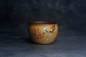 美美杯特惠 精致花鸟紫砂杯 紫泥粉黄金段泥主人杯 茶杯 特文气 - 紫砂壶信息网