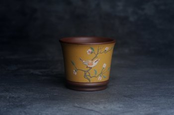 美美杯特惠 精致花鸟紫砂杯 紫泥粉黄金段泥主人杯 茶杯 特文气 - 紫砂壶信息网