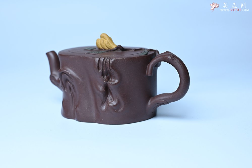 紫砂壶图片：美壶特惠 精致老紫泥佛手壶 肌理生动 底部刻佛手祥云特文气 - 紫砂壶信息网