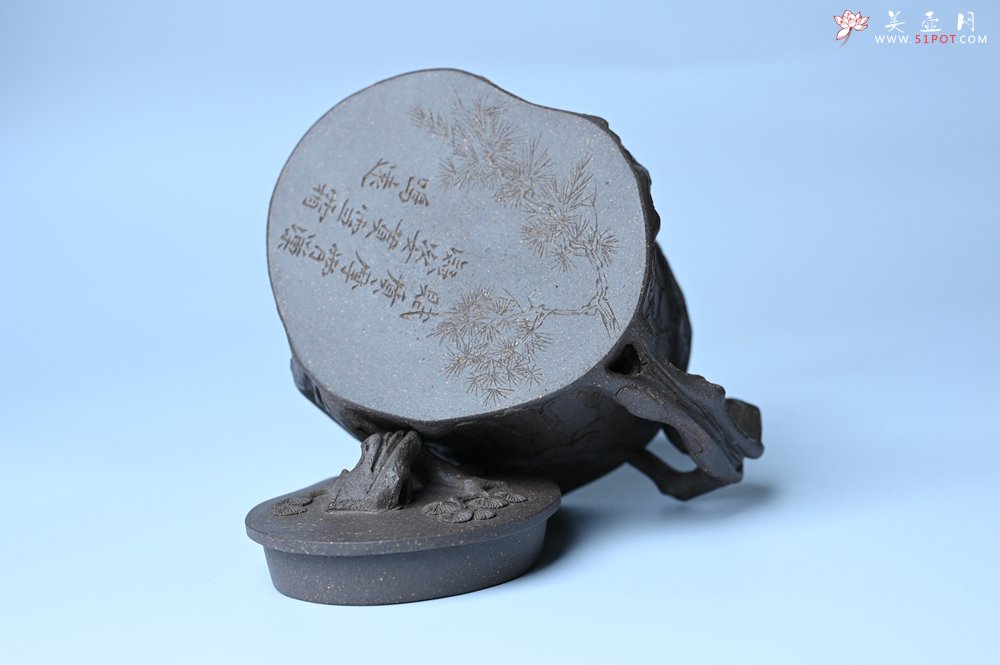 紫砂壶图片：美壶特惠 精致青段泥全松皮 全手工松桩壶 肌理丰富 特文气 - 紫砂壶信息网