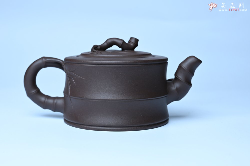 紫砂壶图片：美壶特惠 精致老紫泥可心竹段壶 茶人醉爱 - 紫砂壶信息网