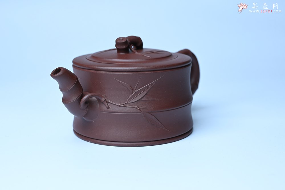 紫砂壶图片：美壶特惠 精致紫泥可心竹段壶 茶人醉爱 - 紫砂壶信息网