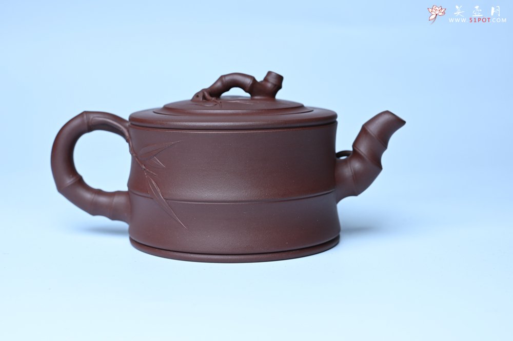 紫砂壶图片：美壶特惠 精致紫泥可心竹段壶 茶人醉爱 - 紫砂壶信息网