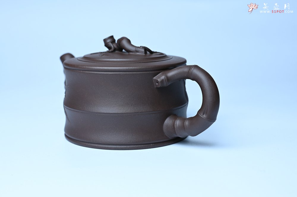紫砂壶图片：美壶特惠 精致老紫泥可心竹段壶 茶人醉爱 - 紫砂壶信息网