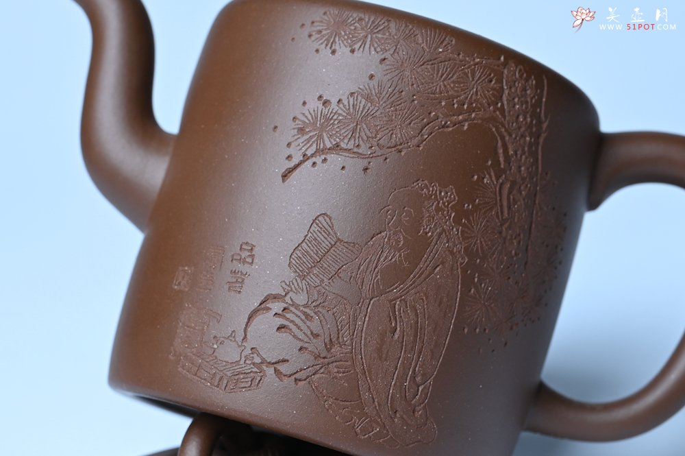 紫砂壶图片：美壶特惠 潜力股王静然 优质紫泥双圈壶 兴来每独往 胜事空自知 装饰文雅 - 紫砂壶信息网