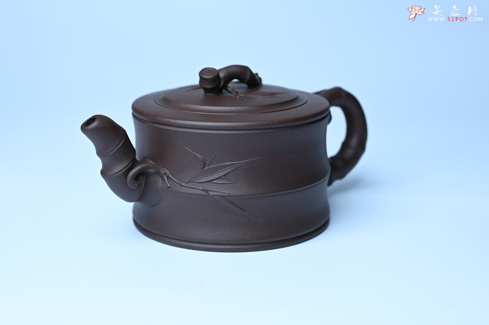 紫砂壶图片：美壶特惠 精致老紫泥可心竹段壶 茶人醉爱 - 紫砂壶信息网