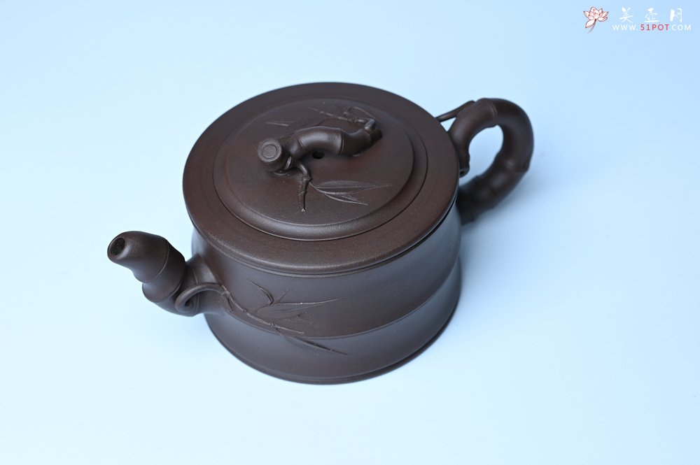 紫砂壶图片：美壶特惠 精致老紫泥可心竹段壶 茶人醉爱 - 紫砂壶信息网