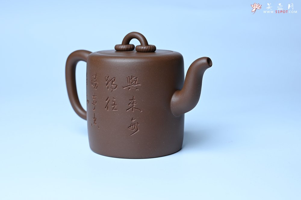 紫砂壶图片：美壶特惠 潜力股王静然 优质紫泥双圈壶 兴来每独往 胜事空自知 装饰文雅 - 紫砂壶信息网