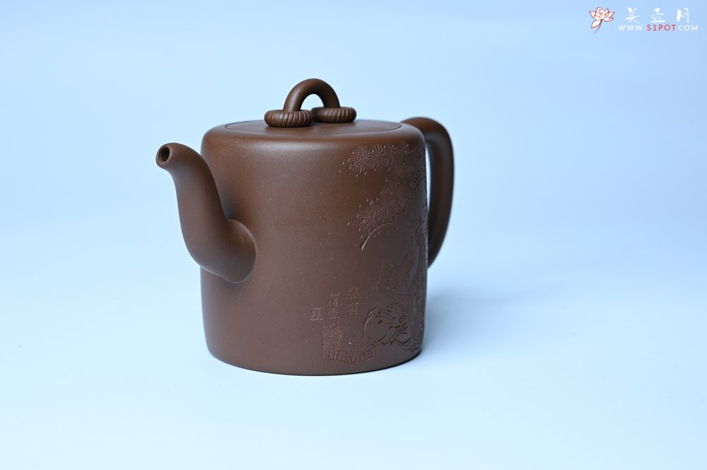 紫砂壶图片：美壶特惠 潜力股王静然 优质紫泥双圈壶 兴来每独往 胜事空自知 装饰文雅 - 紫砂壶信息网