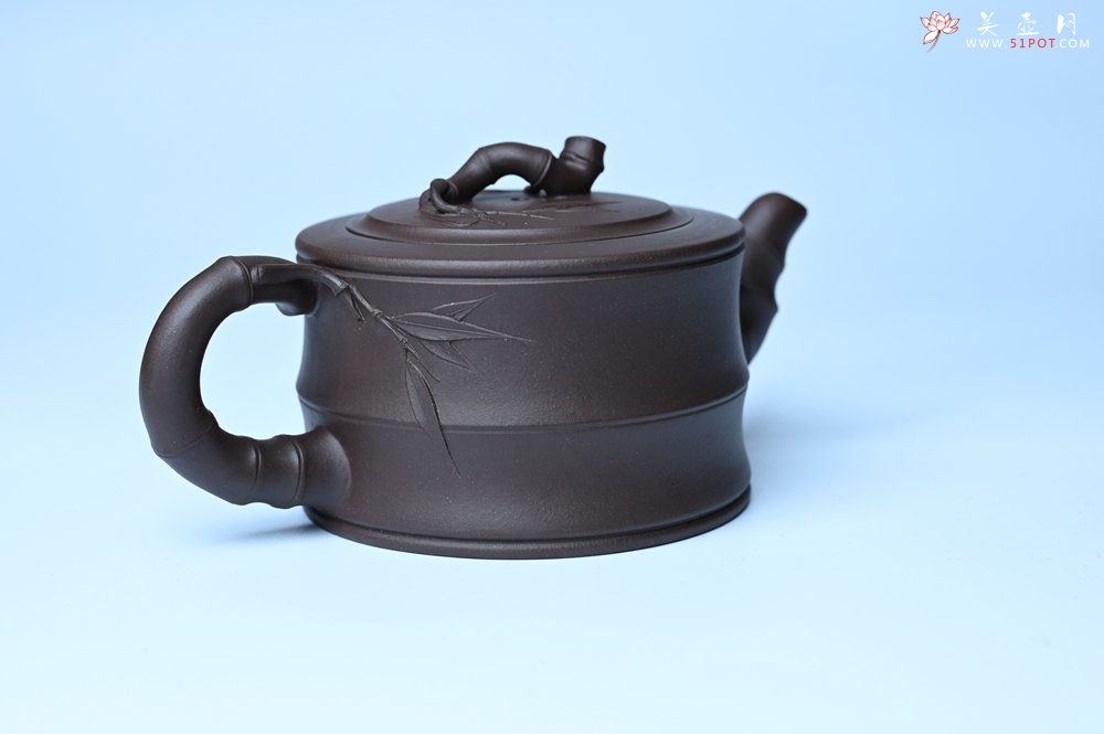 紫砂壶图片：美壶特惠 精致老紫泥可心竹段壶 茶人醉爱 - 紫砂壶信息网
