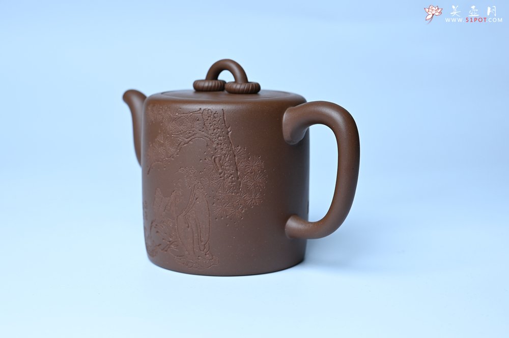 紫砂壶图片：美壶特惠 潜力股王静然 优质紫泥双圈壶 兴来每独往 胜事空自知 装饰文雅 - 紫砂壶信息网