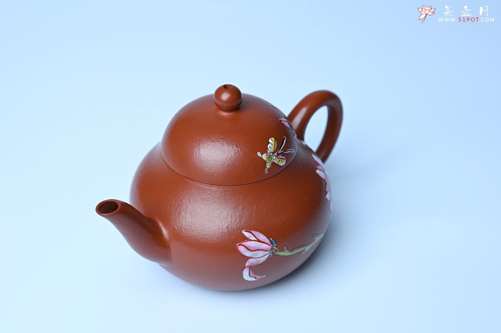 紫砂壶图片：美壶特惠 优质朱泥梨形壶 蝶恋花 茶人醉爱 - 紫砂壶信息网
