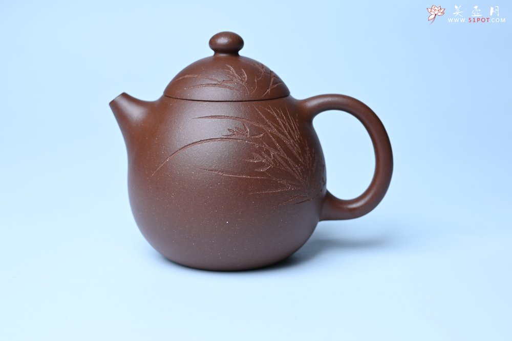 紫砂壶图片：美壶特惠 特好底槽青龙蛋壶 装饰兰草特文气 - 紫砂壶信息网