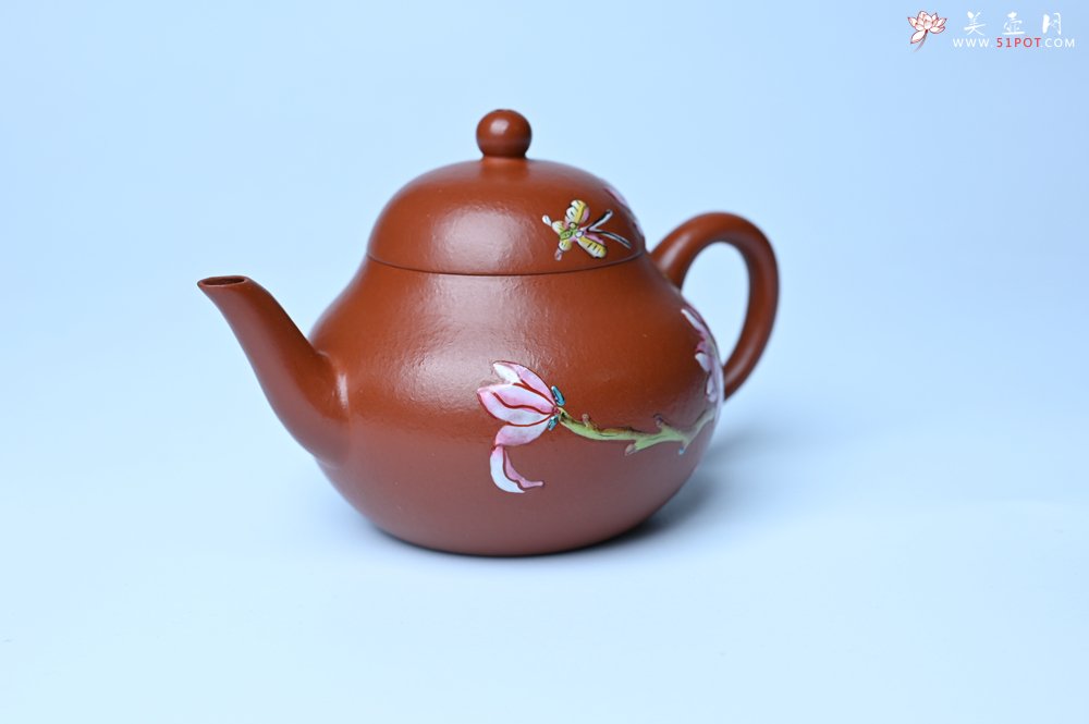 紫砂壶图片：美壶特惠 优质朱泥梨形壶 蝶恋花 茶人醉爱 - 紫砂壶信息网
