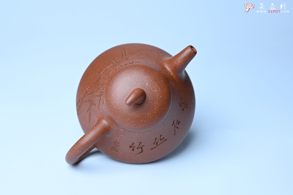 紫砂壶图片：美壶特惠 潜力股王老师 全手工拍打成型茄瓢壶 装饰居不可无竹 特文气 - 紫砂壶信息网