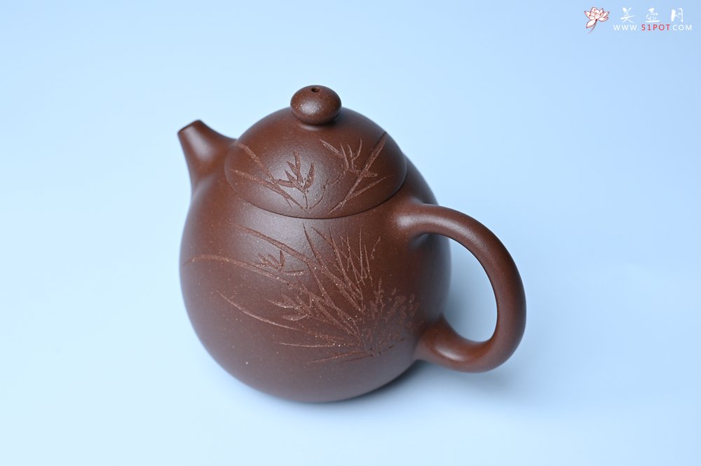 紫砂壶图片：美壶特惠 特好底槽青龙蛋壶 装饰兰草特文气 - 紫砂壶信息网