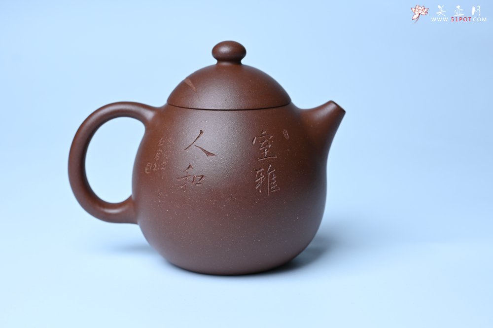 紫砂壶图片：美壶特惠 特好底槽青龙蛋壶 装饰兰草特文气 - 紫砂壶信息网