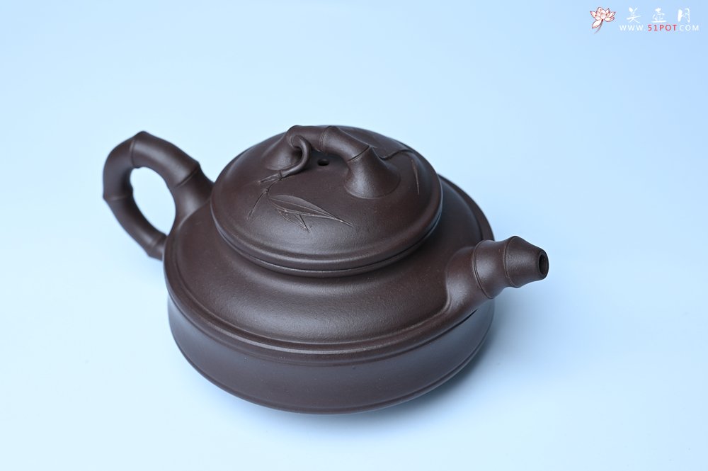紫砂壶图片：美壶特惠 优质老紫泥双线竹鼓二式 养后特润 - 紫砂壶信息网