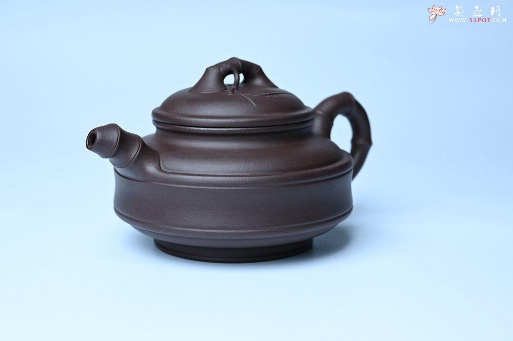 紫砂壶图片：美壶特惠 优质老紫泥双线竹鼓二式 养后特润 - 紫砂壶信息网