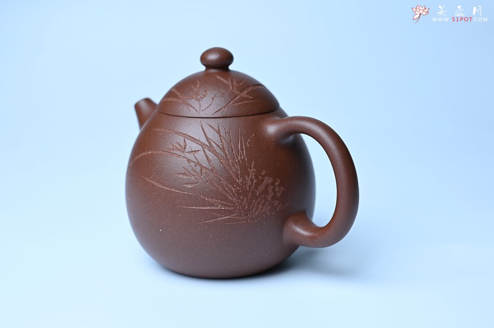 紫砂壶图片：美壶特惠 特好底槽青龙蛋壶 装饰兰草特文气 - 紫砂壶信息网