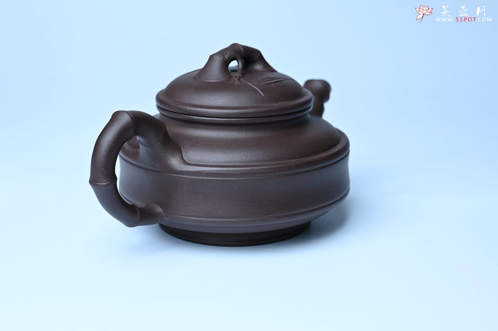 紫砂壶图片：美壶特惠 优质老紫泥双线竹鼓二式 养后特润 - 紫砂壶信息网
