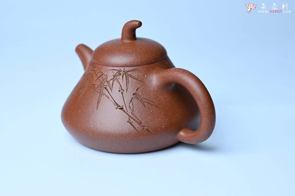 紫砂壶图片：美壶特惠 潜力股王老师 全手工拍打成型茄瓢壶 装饰居不可无竹 特文气 - 紫砂壶信息网