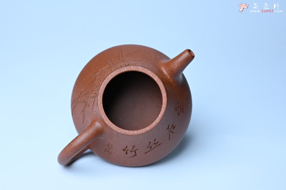 紫砂壶图片：美壶特惠 潜力股王老师 全手工拍打成型茄瓢壶 装饰居不可无竹 特文气 - 紫砂壶信息网