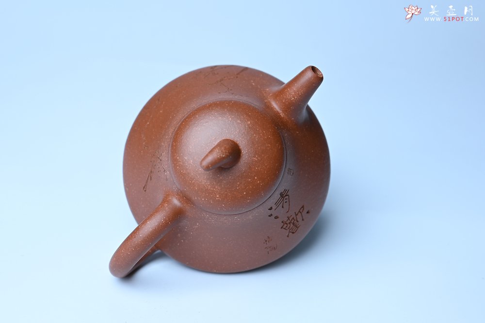 紫砂壶图片：美壶特惠 潜力股王老师 全手工拍打成型茄瓢壶 装饰枯枝鸟 特文气 - 紫砂壶信息网