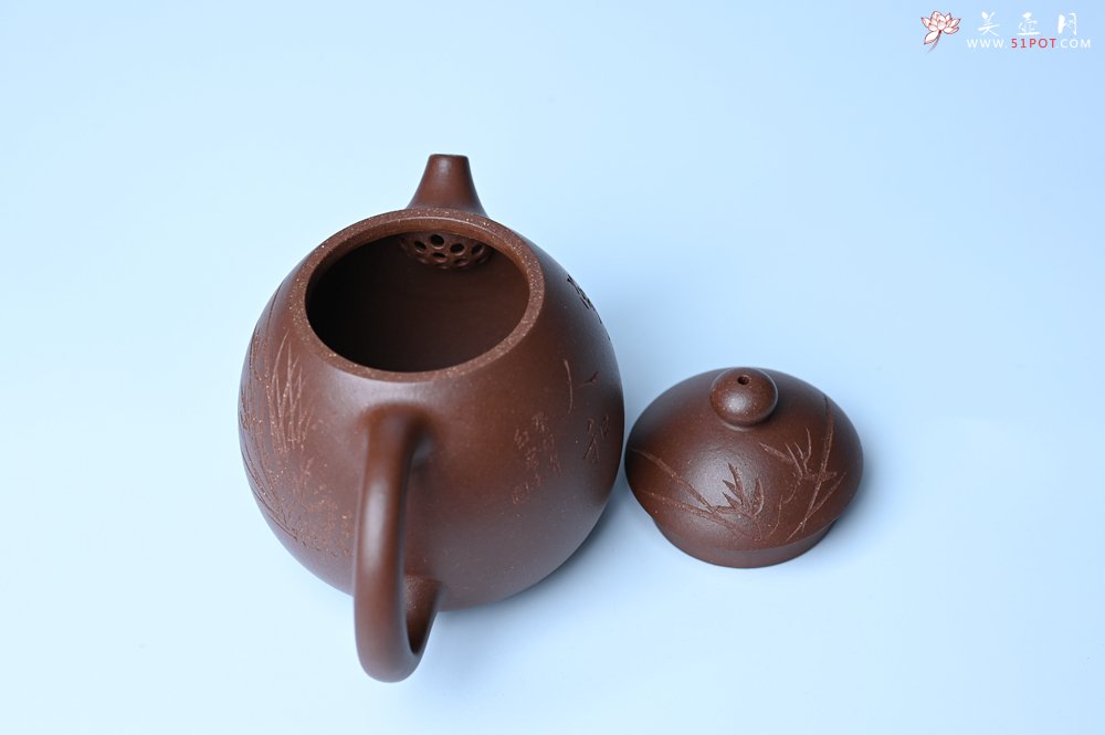 紫砂壶图片：美壶特惠 特好底槽青龙蛋壶 装饰兰草特文气 - 紫砂壶信息网