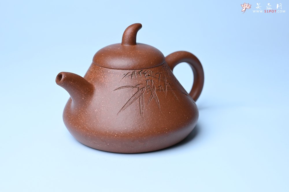 紫砂壶图片：美壶特惠 潜力股王老师 全手工拍打成型茄瓢壶 装饰居不可无竹 特文气 - 紫砂壶信息网
